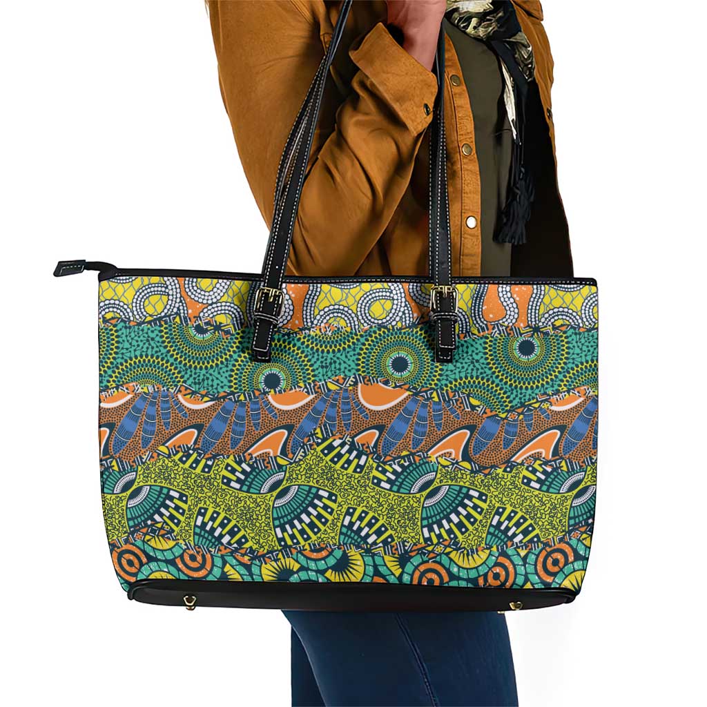 Africa Tribal Mixed Pattern Leather Tote Bag - African Pride