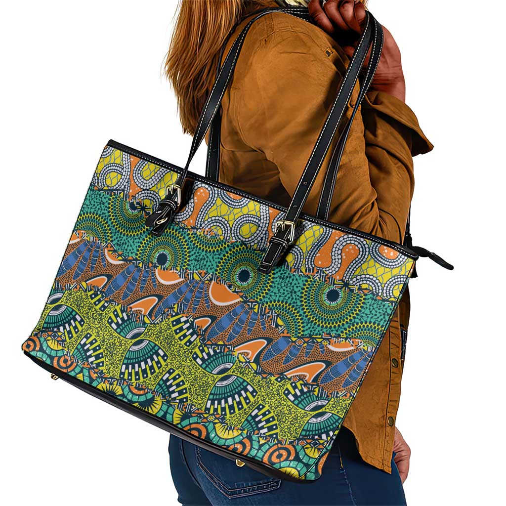 Africa Tribal Mixed Pattern Leather Tote Bag - African Pride