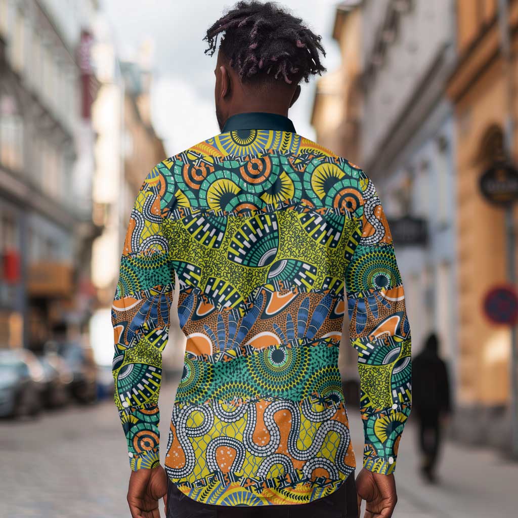 Africa Tribal Mixed Pattern Long Sleeve Button Shirt - African Pride