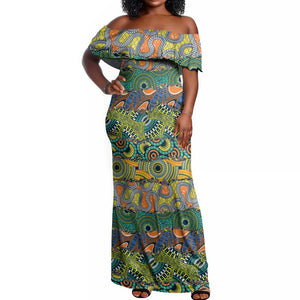 Africa Tribal Mixed Pattern Off Shoulder Maxi Dress - African Pride