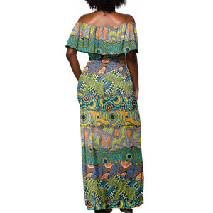 Africa Tribal Mixed Pattern Off Shoulder Maxi Dress - African Pride