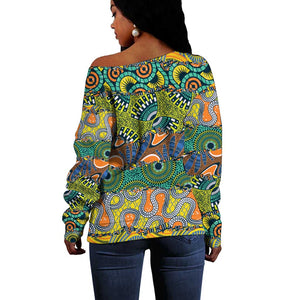 Africa Tribal Mixed Pattern Off Shoulder Sweater - African Pride