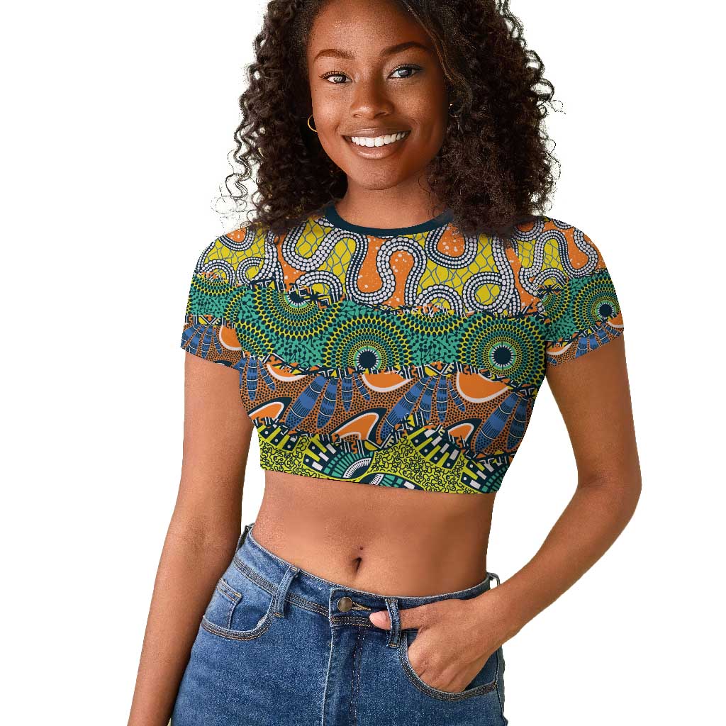 Africa Tribal Mixed Pattern Raglan Cropped T shirt - African Pride