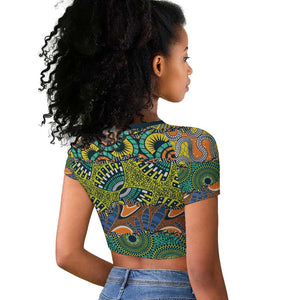 Africa Tribal Mixed Pattern Raglan Cropped T shirt - African Pride