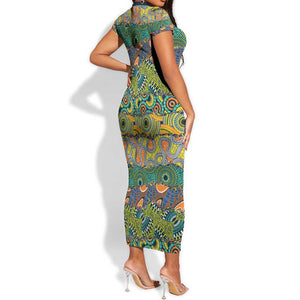 Africa Tribal Mixed Pattern Short Sleeve Bodycon Dress - African Pride