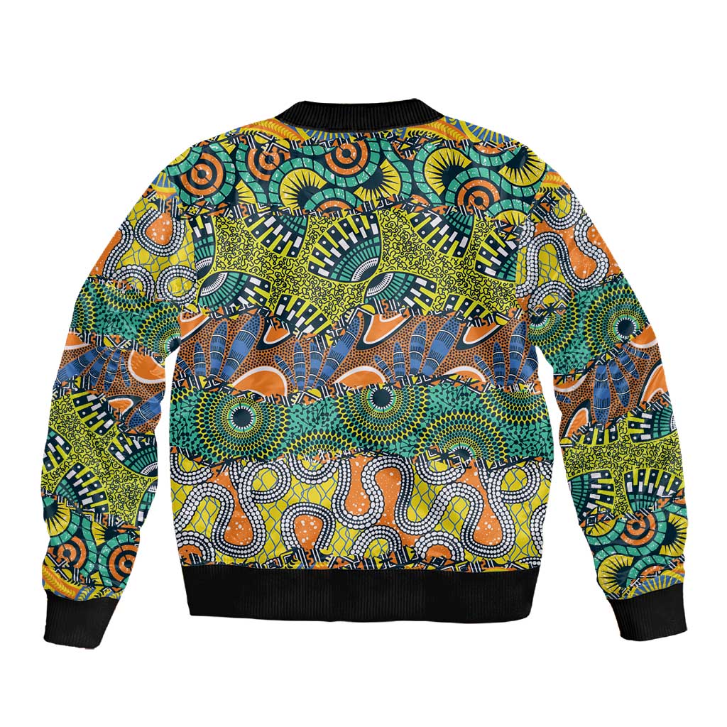 Africa Tribal Mixed Pattern Sleeve Zip Bomber Jacket - African Pride