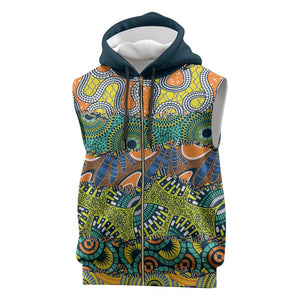 Africa Tribal Mixed Pattern Sleeveless Zip Hoodie - African Pride