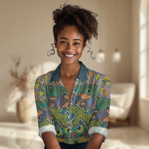 Africa Tribal Mixed Pattern Women Casual Shirt - African Pride