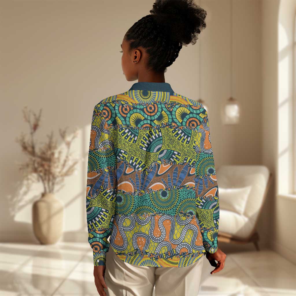 Africa Tribal Mixed Pattern Women Casual Shirt - African Pride