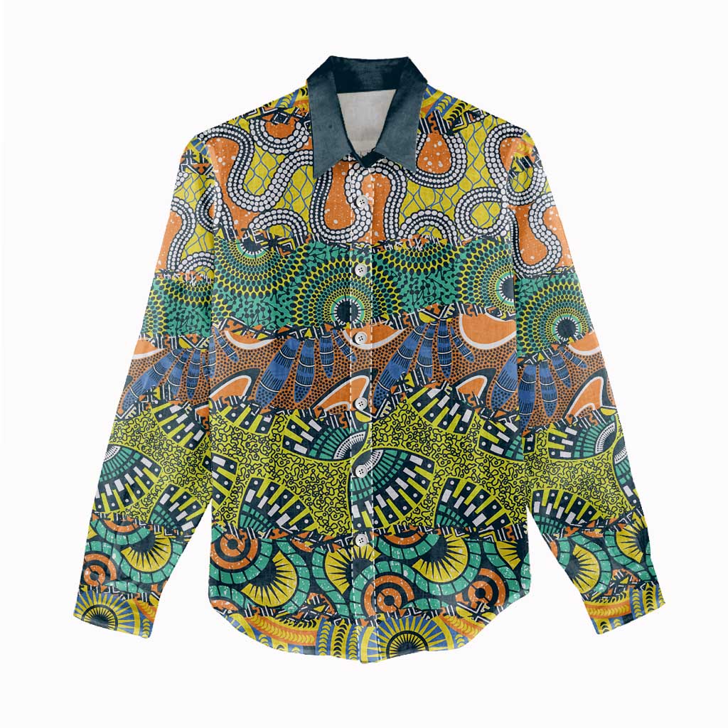 Africa Tribal Mixed Pattern Women Casual Shirt - African Pride