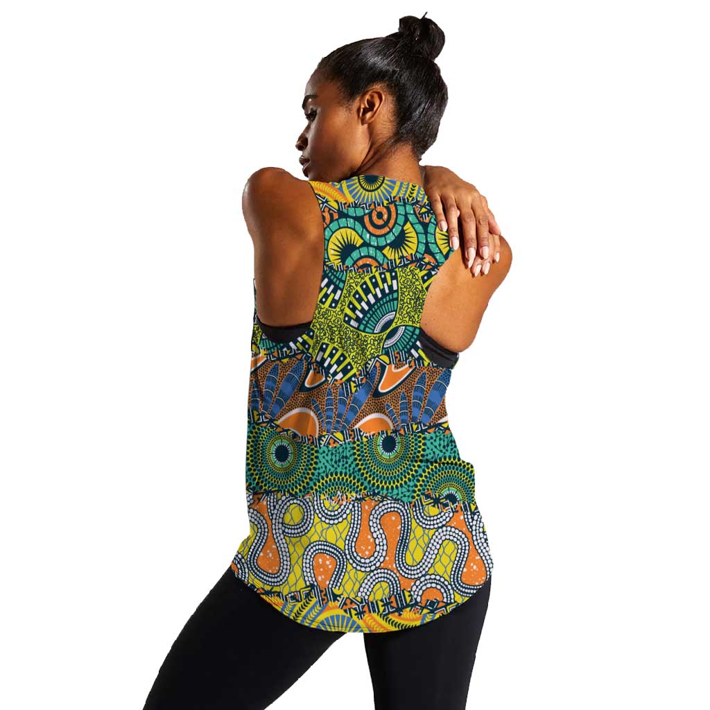Africa Tribal Mixed Pattern Women Racerback Tank - African Pride