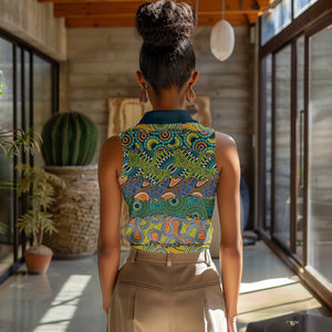 Africa Tribal Mixed Pattern Women Sleeveless Polo Shirt - African Pride