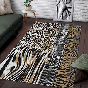 Africa Tribal Pattern Mixed Leopard Skin Area Rug - African Pride