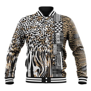Africa Tribal Pattern Mixed Leopard Skin Baseball Jacket - African Pride