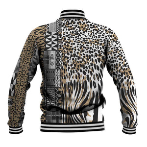 Africa Tribal Pattern Mixed Leopard Skin Baseball Jacket - African Pride