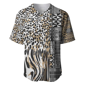 Africa Tribal Pattern Mixed Leopard Skin Baseball Jersey - African Pride