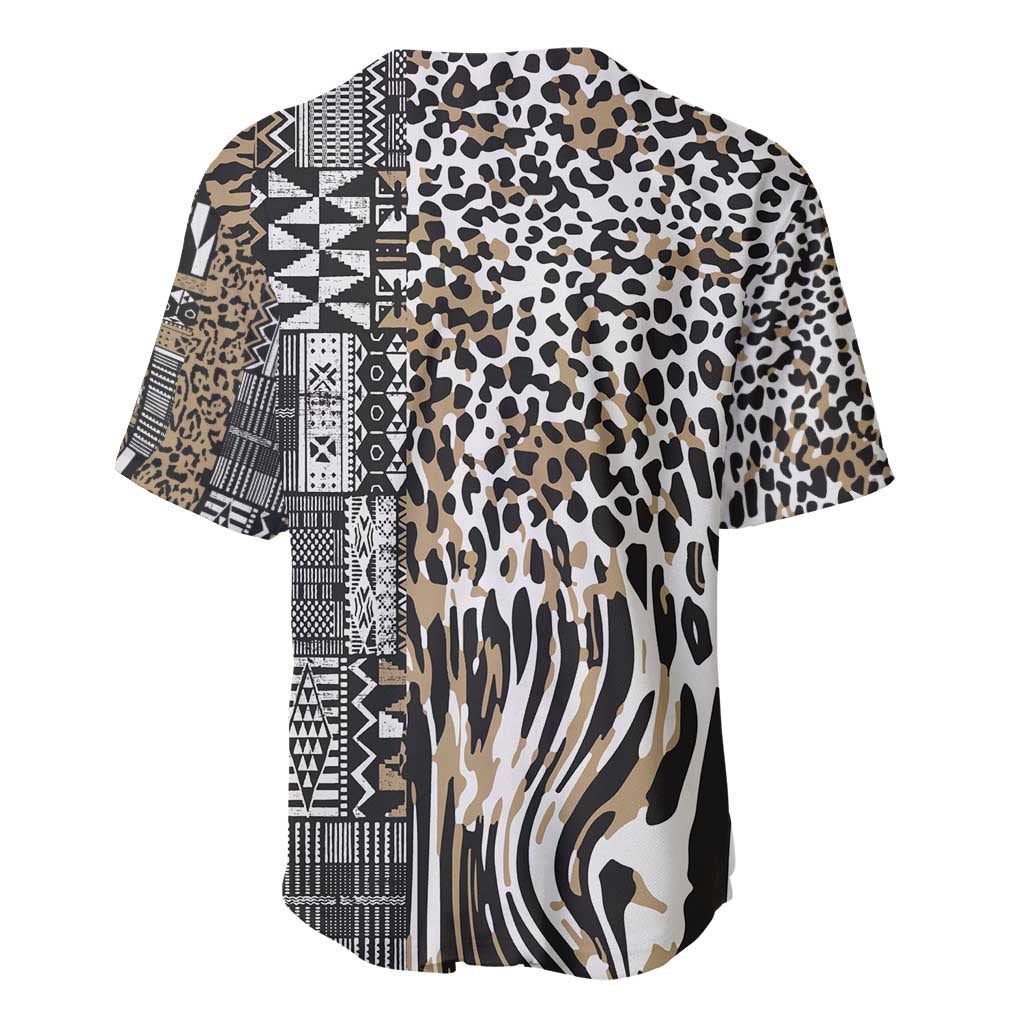 Africa Tribal Pattern Mixed Leopard Skin Baseball Jersey - African Pride