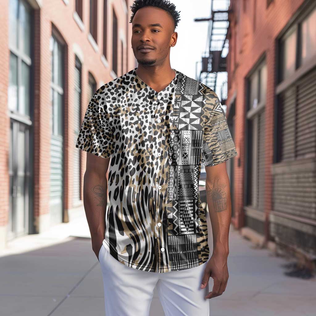 Africa Tribal Pattern Mixed Leopard Skin Baseball Jersey - African Pride