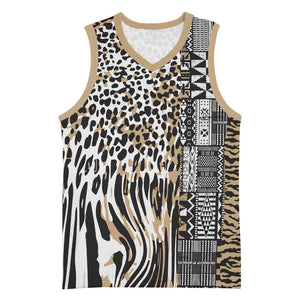 Africa Tribal Pattern Mixed Leopard Skin Basketball Jersey - African Pride