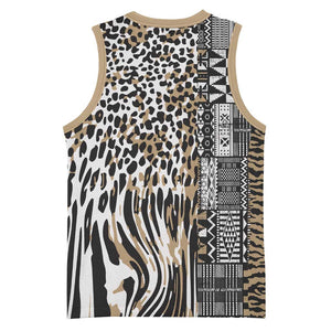 Africa Tribal Pattern Mixed Leopard Skin Basketball Jersey - African Pride