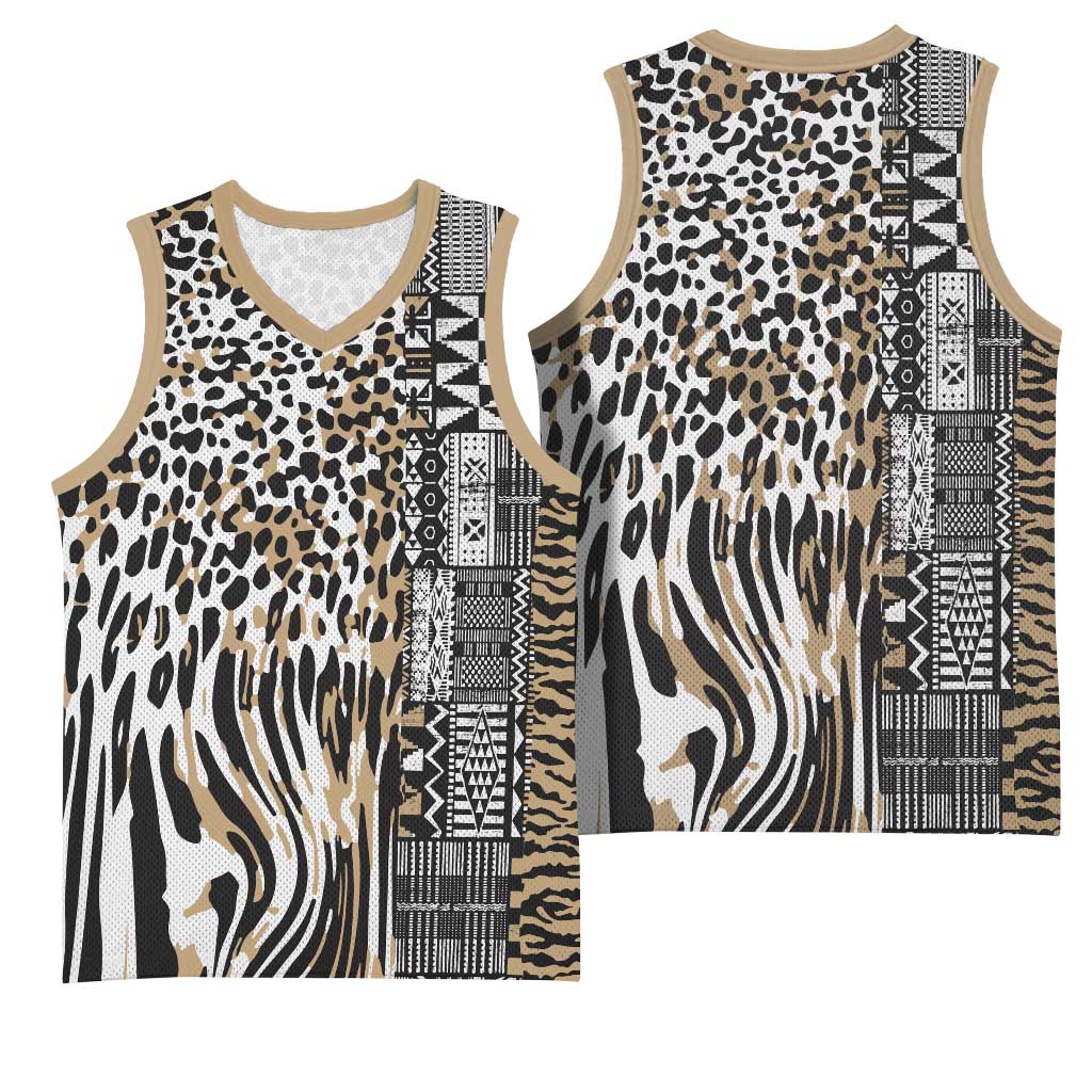 Africa Tribal Pattern Mixed Leopard Skin Basketball Jersey - African Pride