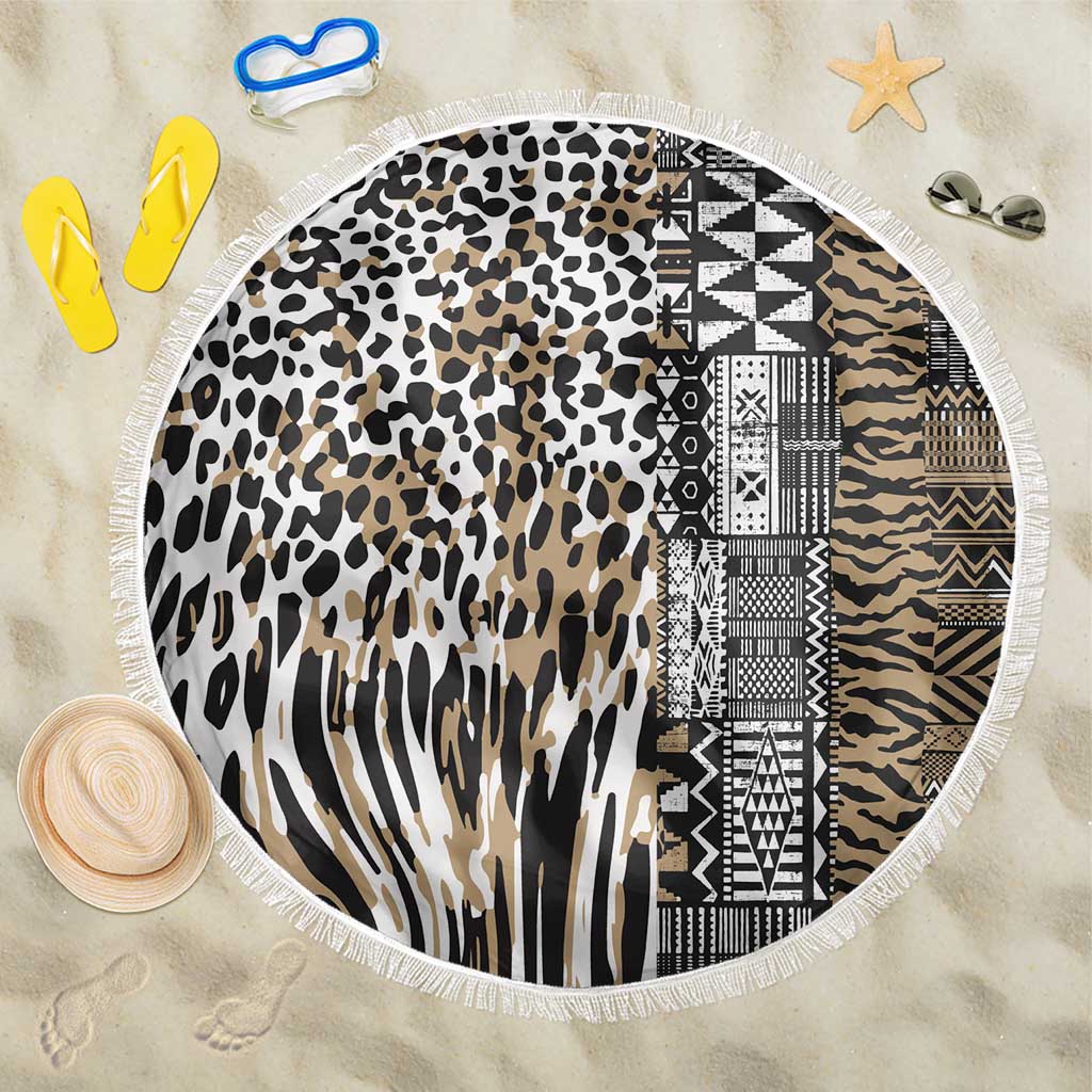 Africa Tribal Pattern Mixed Leopard Skin Beach Blanket - African Pride