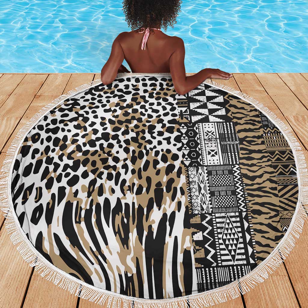 Africa Tribal Pattern Mixed Leopard Skin Beach Blanket - African Pride
