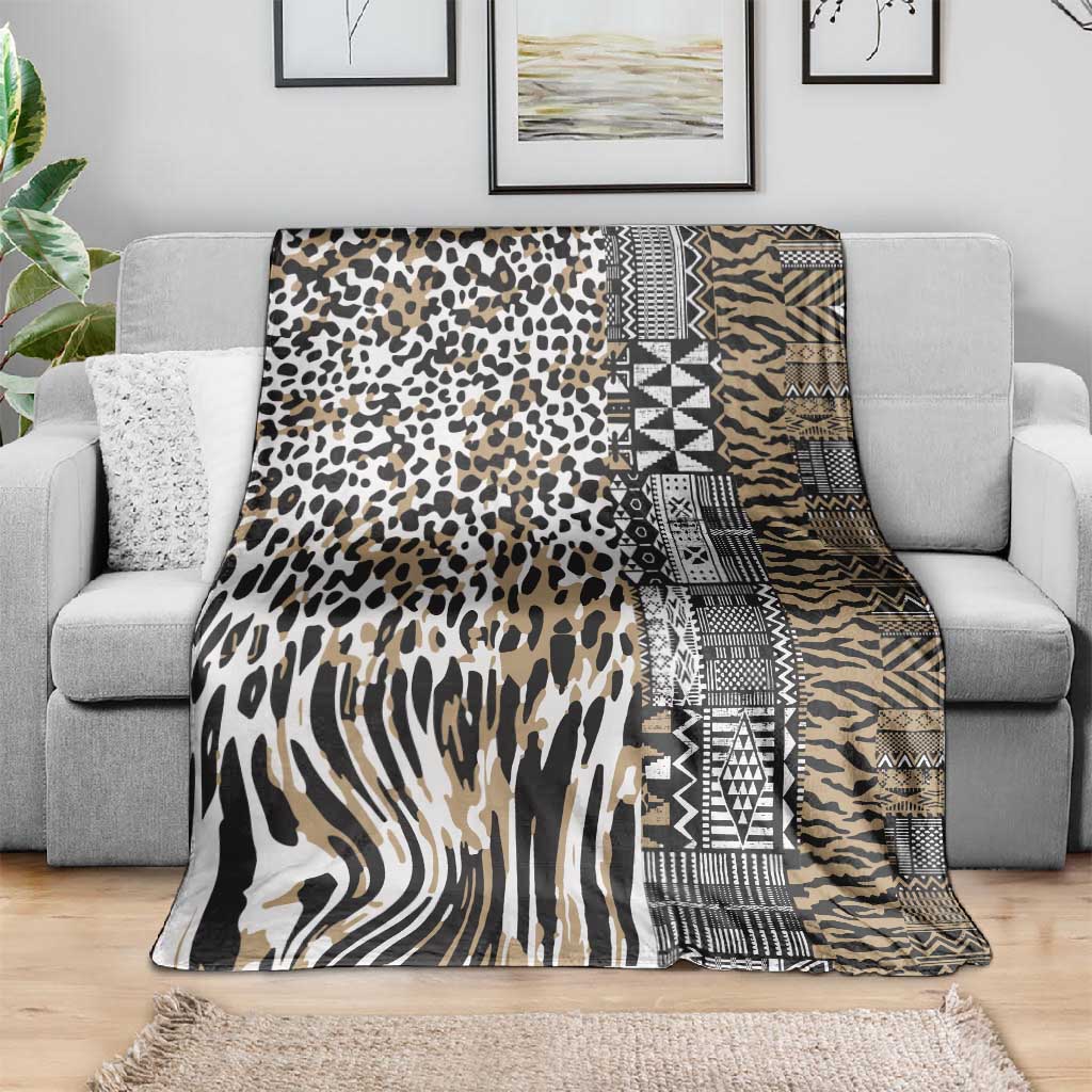 Africa Tribal Pattern Mixed Leopard Skin Blanket - African Pride