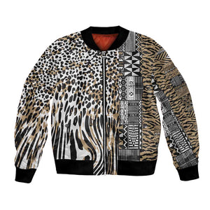 Africa Tribal Pattern Mixed Leopard Skin Bomber Jacket - African Pride
