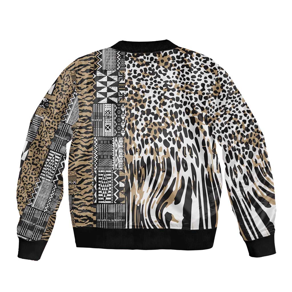 Africa Tribal Pattern Mixed Leopard Skin Bomber Jacket - African Pride
