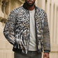 Africa Tribal Pattern Mixed Leopard Skin Bomber Puffer Jacket