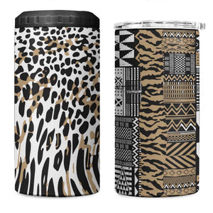 Africa Tribal Pattern Mixed Leopard Skin 4 in 1 Can Cooler Tumbler - African Pride