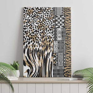 Africa Tribal Pattern Mixed Leopard Skin Canvas Wall Art - African Pride