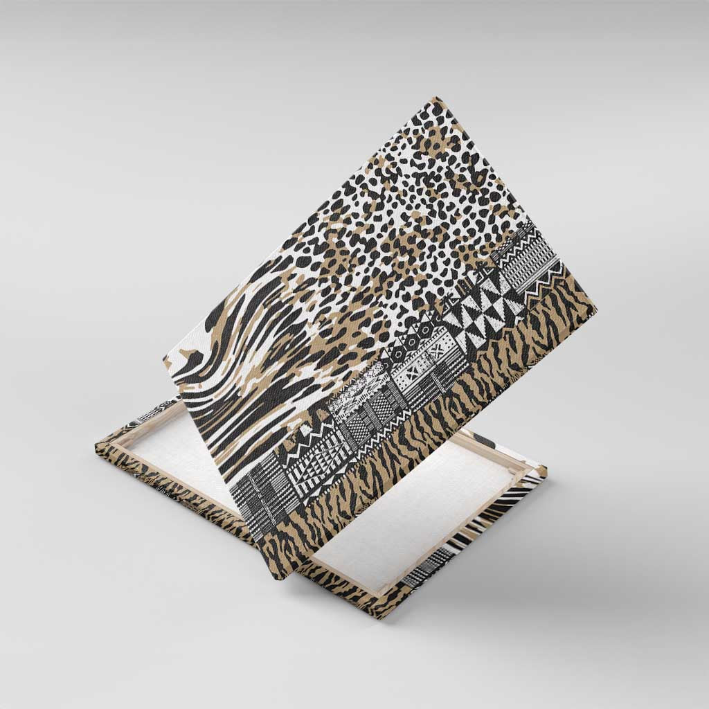 Africa Tribal Pattern Mixed Leopard Skin Canvas Wall Art - African Pride