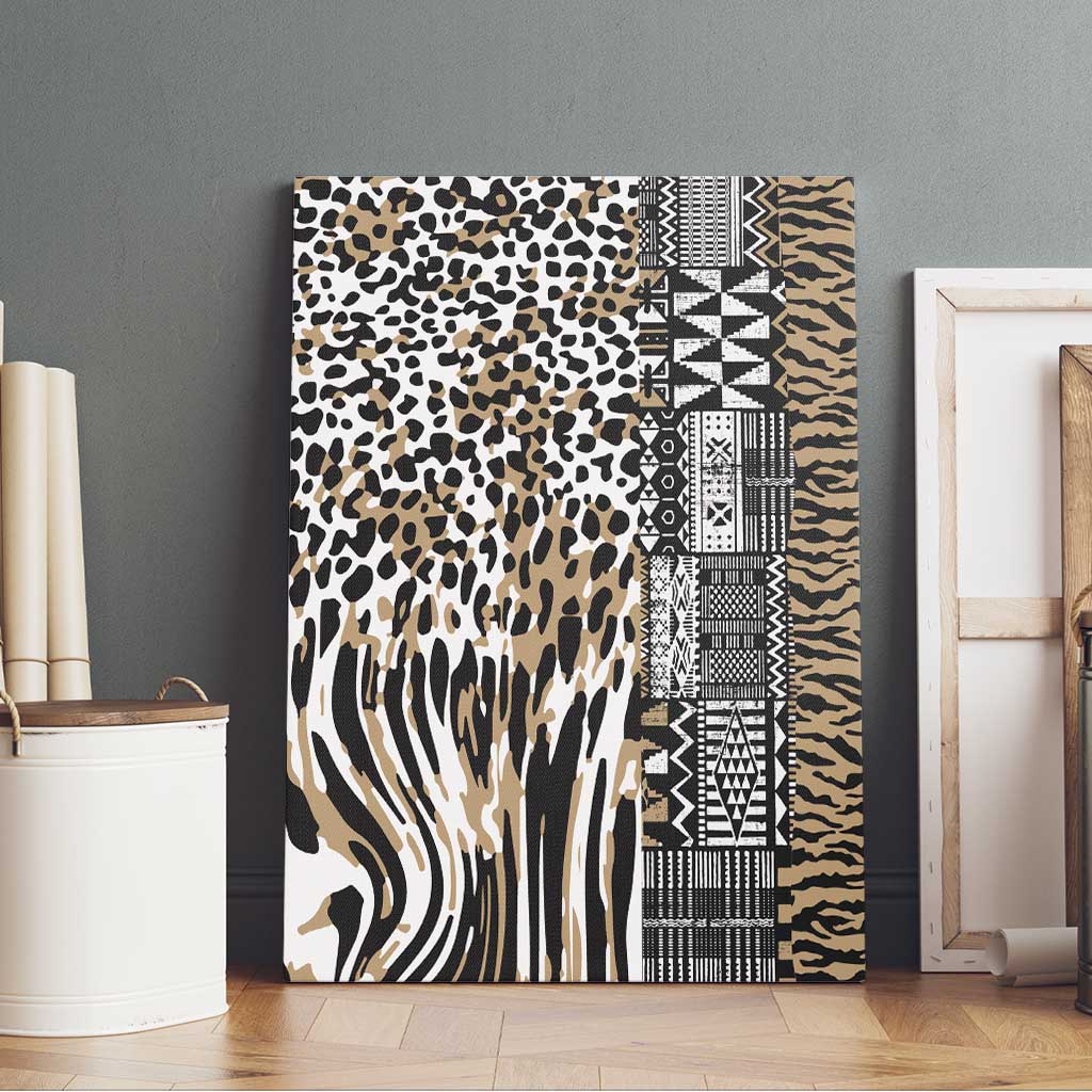 Africa Tribal Pattern Mixed Leopard Skin Canvas Wall Art - African Pride