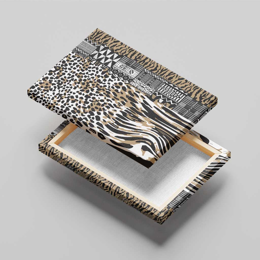 Africa Tribal Pattern Mixed Leopard Skin Canvas Wall Art - African Pride