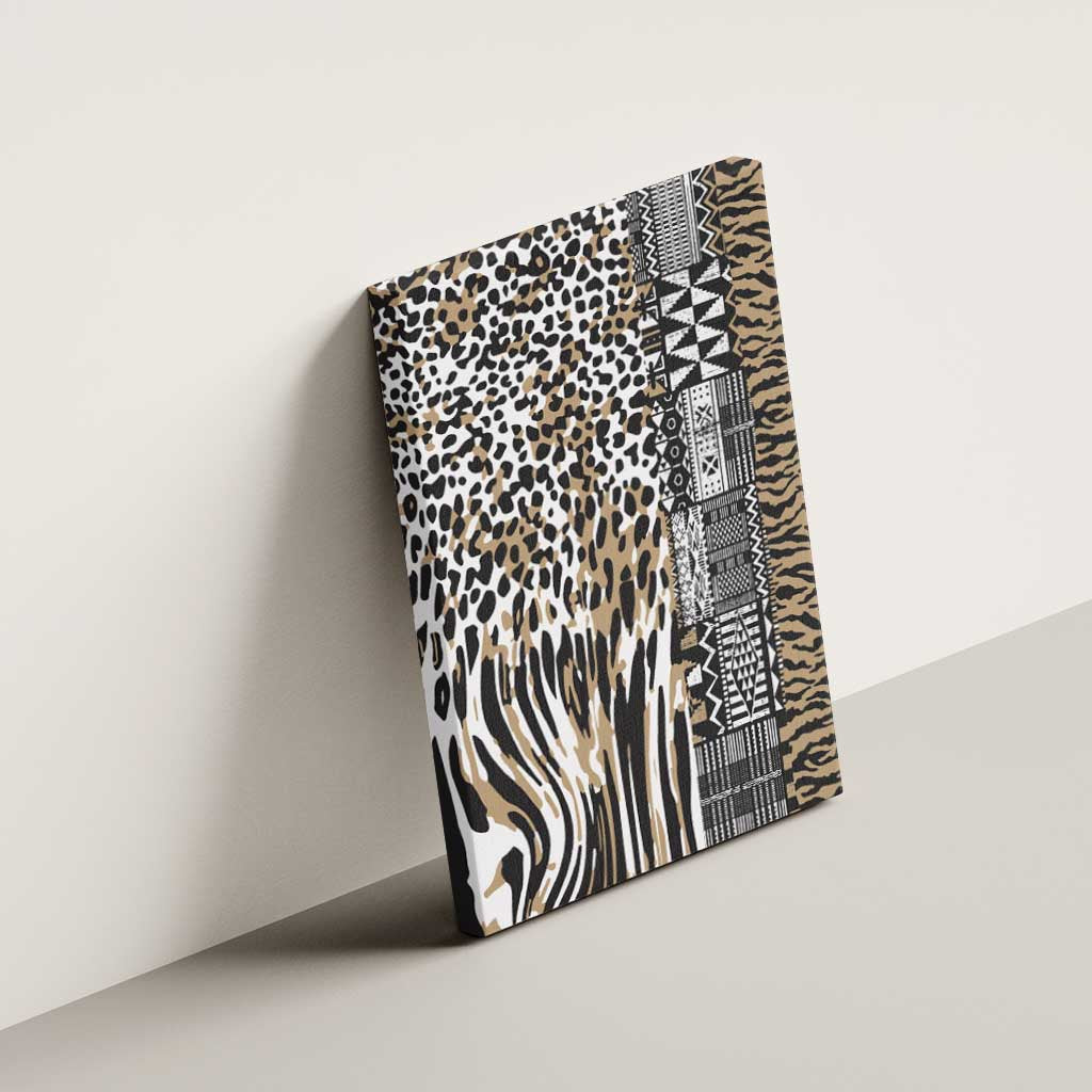 Africa Tribal Pattern Mixed Leopard Skin Canvas Wall Art - African Pride