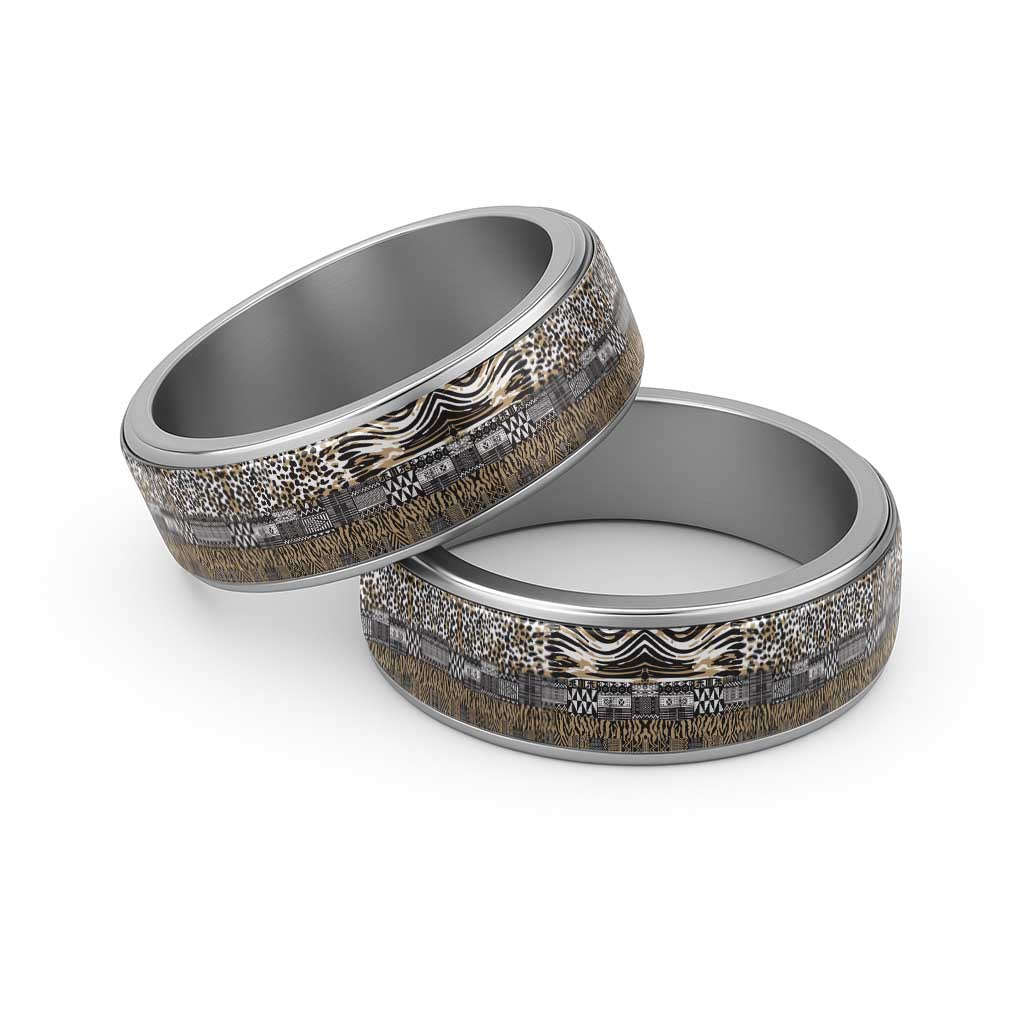 Africa Tribal Pattern Mixed Leopard Skin Classic Ring - African Pride