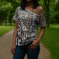 Africa Tribal Pattern Mixed Leopard Skin Cross Shoulder Shirt
