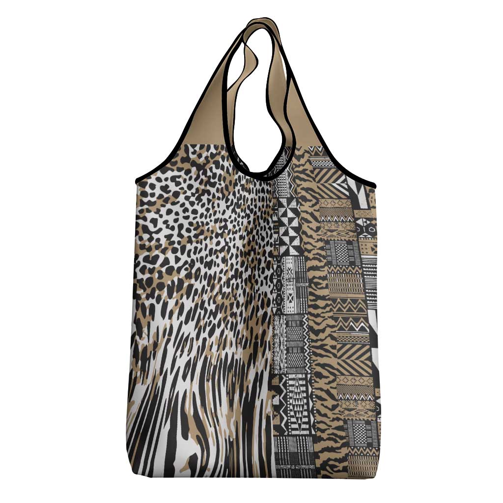 Africa Tribal Pattern Mixed Leopard Skin Grocery Bag - African Pride