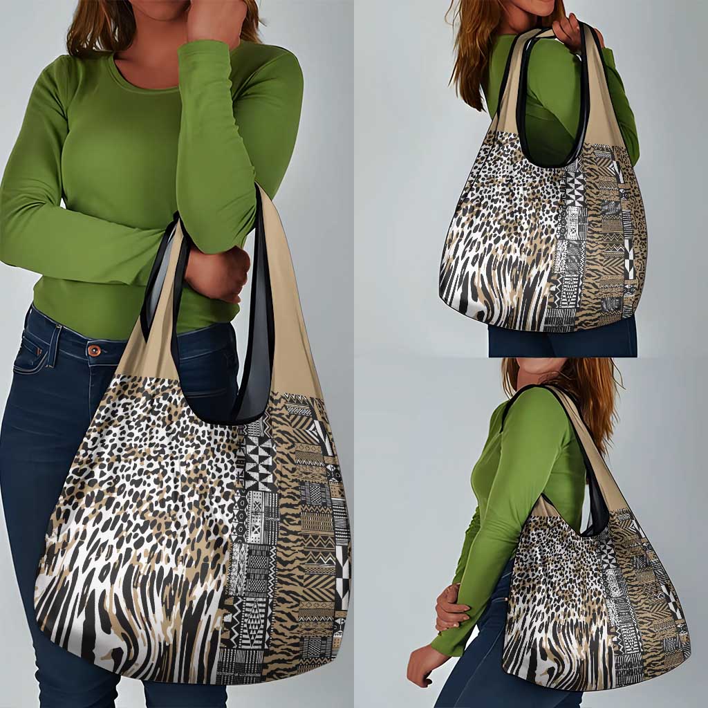 Africa Tribal Pattern Mixed Leopard Skin Grocery Bag - African Pride