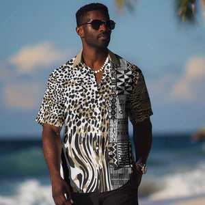 Africa Tribal Pattern Mixed Leopard Skin Hawaiian Shirt - African Pride
