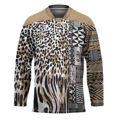 Africa Tribal Pattern Mixed Leopard Skin Hockey Jersey