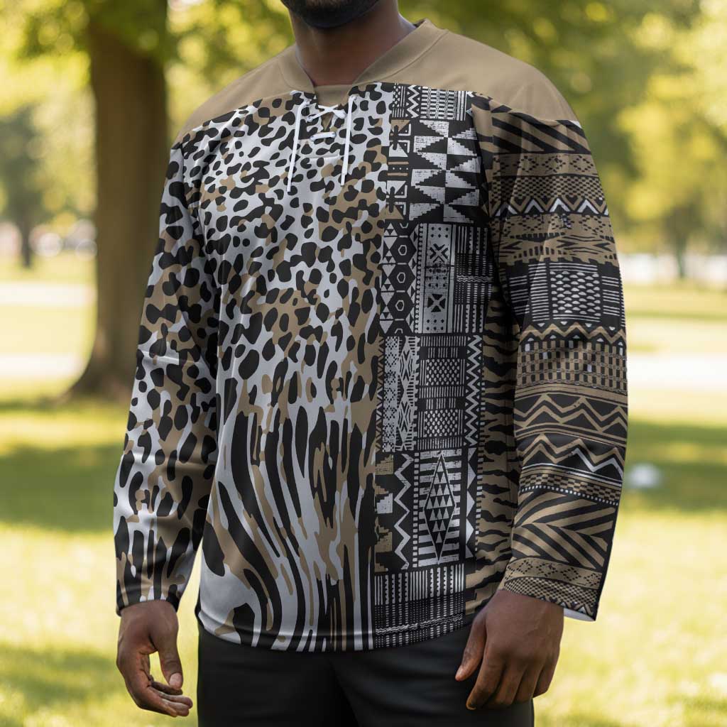 Africa Tribal Pattern Mixed Leopard Skin Hockey Jersey