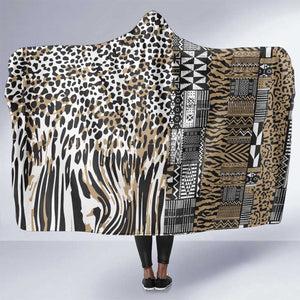 Africa Tribal Pattern Mixed Leopard Skin Hooded Blanket - African Pride
