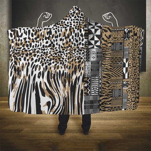 Africa Tribal Pattern Mixed Leopard Skin Hooded Blanket - African Pride