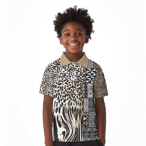 Africa Tribal Pattern Mixed Leopard Skin Kid Polo Shirt - African Pride