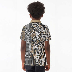Africa Tribal Pattern Mixed Leopard Skin Kid Polo Shirt - African Pride