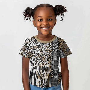 Africa Tribal Pattern Mixed Leopard Skin Kid T shirt - African Pride