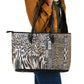 Africa Tribal Pattern Mixed Leopard Skin Leather Tote Bag - African Pride